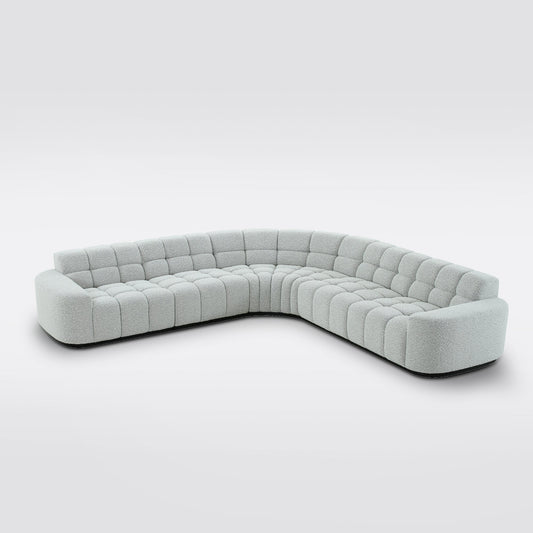 Stylish Modular Sectional Sofa - 100% Polyester in Grey with Solid Wood Structure