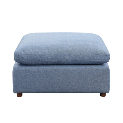 Stylish Modular Sofa Set - Ottoman, Armless Chair & Wedge in Blue Linen
