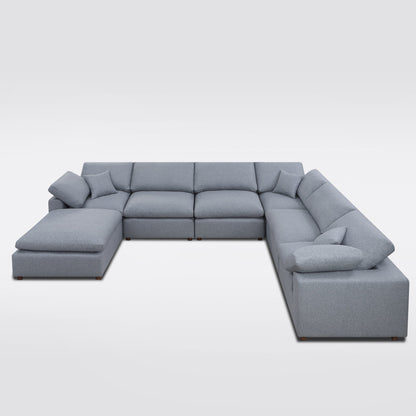 Versatile Modular Sofa Set - Ottoman, Armless Chair & Wedge in Grey Linen