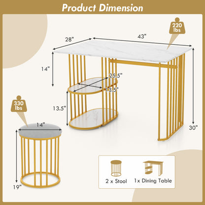 Compact Rectangular Dining Table for 2 with 2-Tier Storage Shelf - Perfect Solution for Small Space Dining Rooms