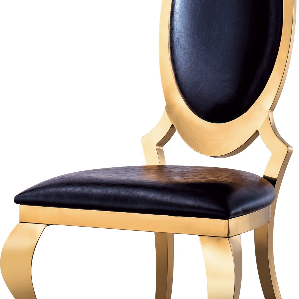 Elegant Set of 2 Dining Chairs in White PU, Black PU, or Grey Velvet with Gold/Silver Mirrored Finish