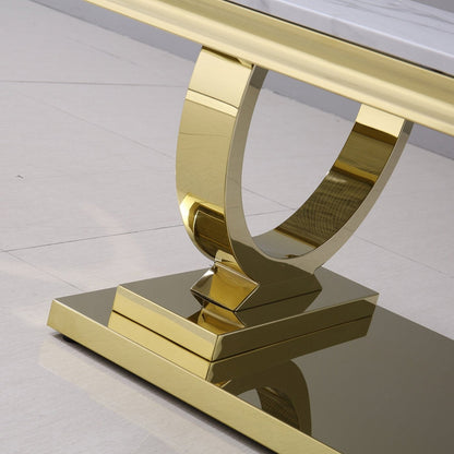 Luxury Coffee Table with 18mm White Marble & Gold Mirrored Stainless Steel Base