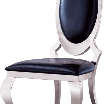 Elegant Set of 2 Dining Chairs in White PU, Black PU, or Grey Velvet with Gold/Silver Mirrored Finish