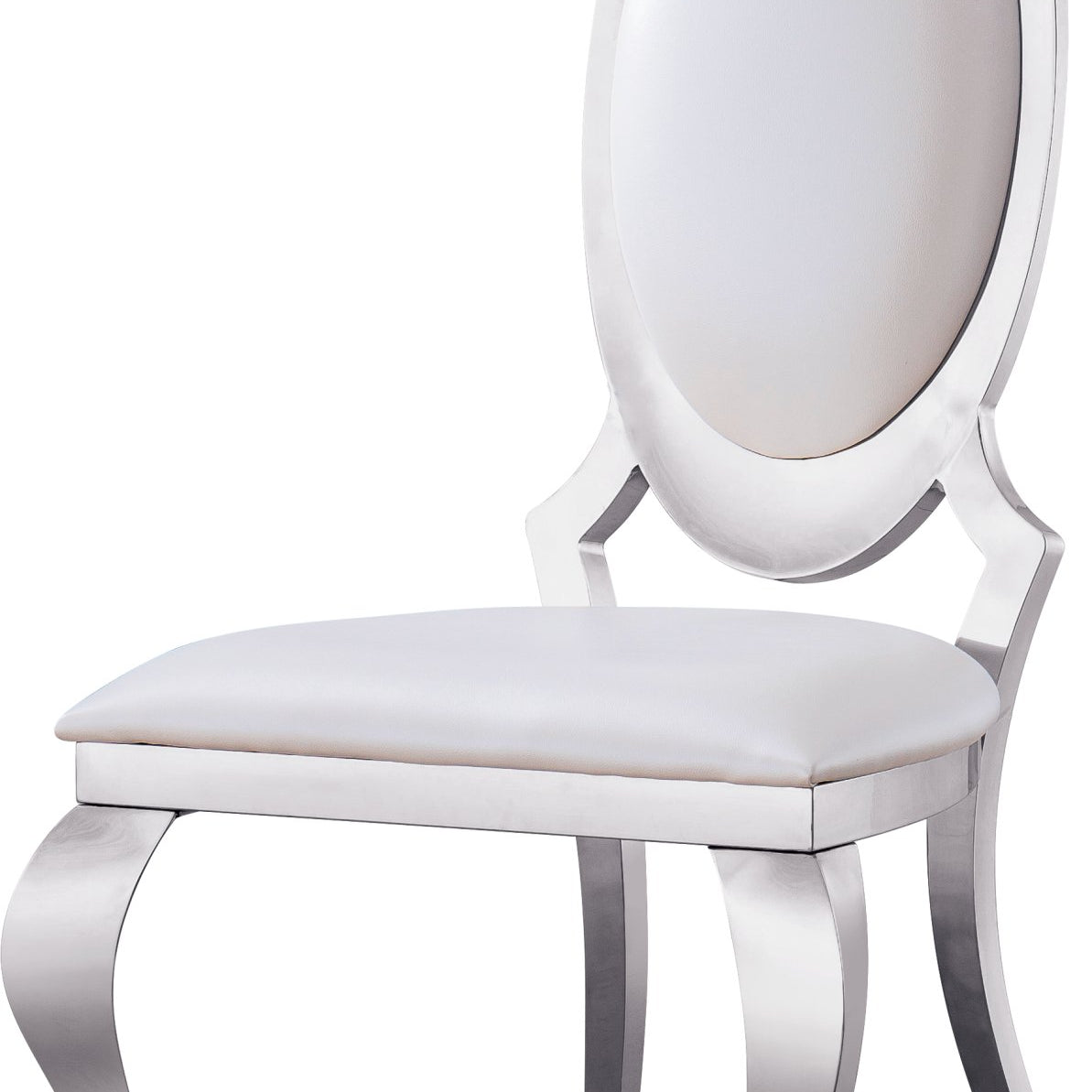 Elegant Set of 2 Dining Chairs in White PU, Black PU, or Grey Velvet with Gold/Silver Mirrored Finish