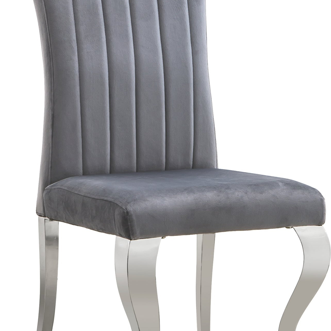 Stylish Dining Chair in White PU, Grey Velvet, or Black Velvet with Gold/Silver Mirrored Finish