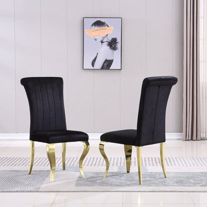 Stylish Dining Chair in White PU, Grey Velvet, or Black Velvet with Gold/Silver Mirrored Finish