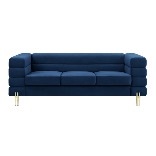 Stylish Upholstered Sofa Set with Armchair, Loveseat & Sofa - Velvet, Solid Wood & Gold Legs