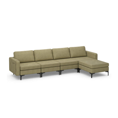Reversible Modular L-Shaped 3-Seat Sectional Sofa with Chaise and USB Charging Ports