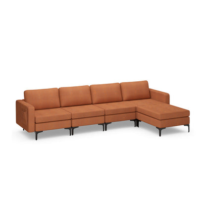 Reversible Modular L-Shaped 3-Seat Sectional Sofa with Chaise and USB Charging Ports