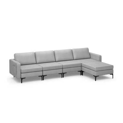 Reversible Modular L-Shaped 3-Seat Sectional Sofa with Chaise and USB Charging Ports