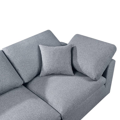 Versatile Modular Sofa Set - Ottoman, Armless Chair & Wedge in Grey Linen