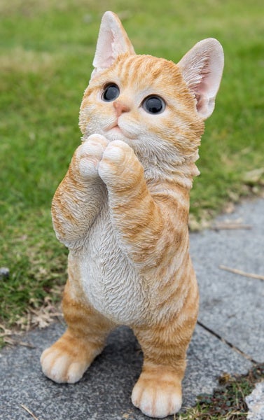 Adorable Orange Tabby Kitten Playing Figurine - Perfect Home Decor