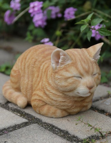 Orange Tabby Cat Sleeping Figurine - Cute Home Decor for Cat Lovers