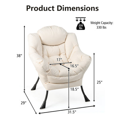 Contemporary Polyester Fabric Lazy Chair with Durable Steel Frame and Convenient Side Pocket - Ideal for Relaxation
