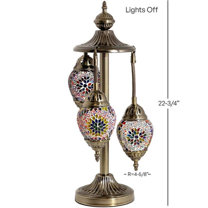 Multicolored Flower Garden Egg Shaped Turkish Mosaic Floor Lamps with 3 Globes