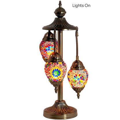 Multicolored Flower Garden Egg Shaped Turkish Mosaic Floor Lamps with 3 Globes