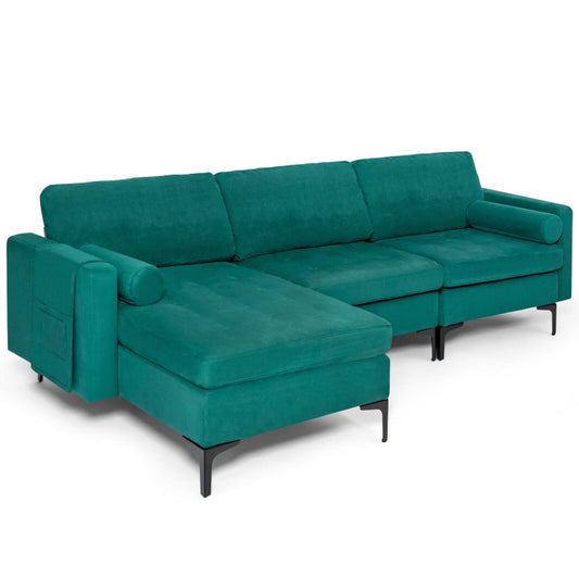Modular L-Shaped Sectional Sofa with Reversible Chaise, 3 Seats, and Built-In USB Ports