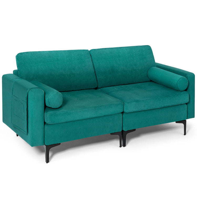 3-Seat Sectional Sofa with Side Storage Pocket and Sleek Metal Legs