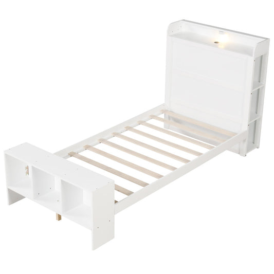 Bed Frame with Storage Headboard, 2 USB Ports, and LED Lights – Convenient & Modern Bedroom Design