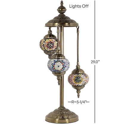 Turkish Delight Rainbow Mosaic Floor Lamps with 3 Globes