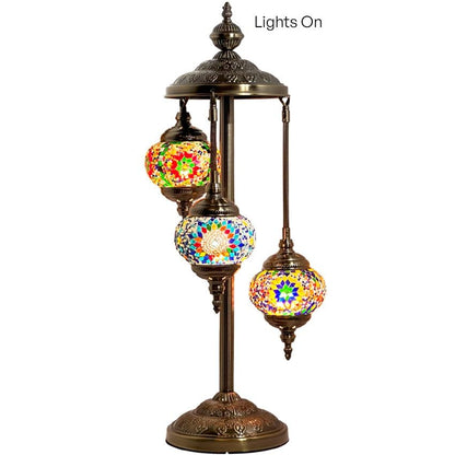 Turkish Delight Rainbow Mosaic Floor Lamps with 3 Globes