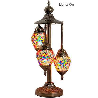 Rainbow Flower Handmade Egg Shaped Mosaic Floor Lamps with 3 Globes